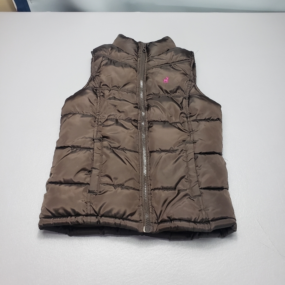 Old navy girls brown puffer winter vest size large